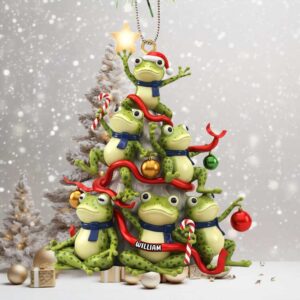 Personalized Frog Family Christmas Ornament
