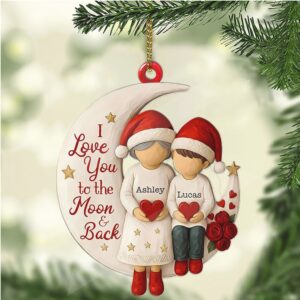 Personalized Grandma & Grandchild Acrylic Ornament, Custom Name Grandson Granddaughter Christmas Ornament