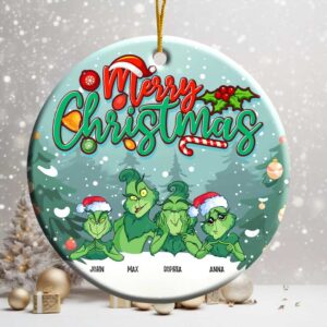 Personalized Grinch Family Christmas Acrylic Ornament