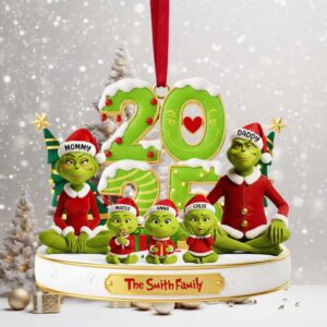 Personalized Grinch Family Ornament 2025 Custom Name Christmas Keepsake