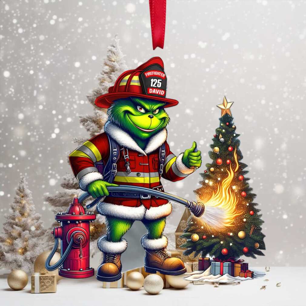 Personalized Grinch Firefighter Christmas Ornament Personalized Grinch Firefighter Christmas Ornament