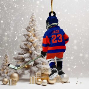 Personalized Hockey Player Ornament Custom Name & Number