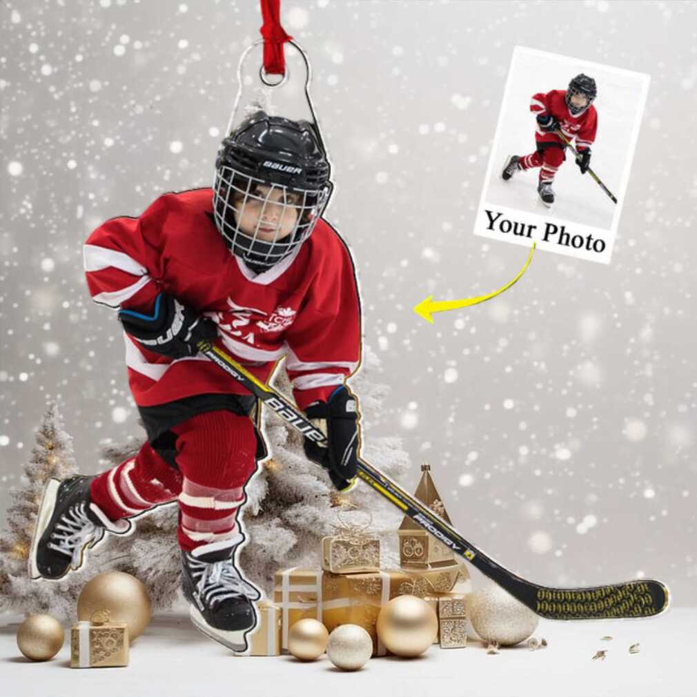 Personalized Hockey Player Photo Ornament Personalized Hockey Player Photo Ornament