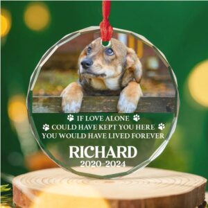 Personalized If Love Alone Could Have Kept You Here Glass Ornament Custom Memorial Pet Photo Glass Ornament For Christmas Decor