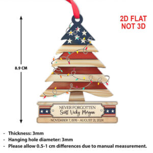Personalized Military Acrylic Ornament Folded Flag Memorial Ornament Military Christmas Ornament