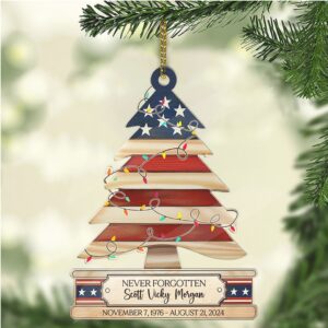 Personalized Military Acrylic Ornament Folded Flag Memorial Ornament Military Christmas Ornament