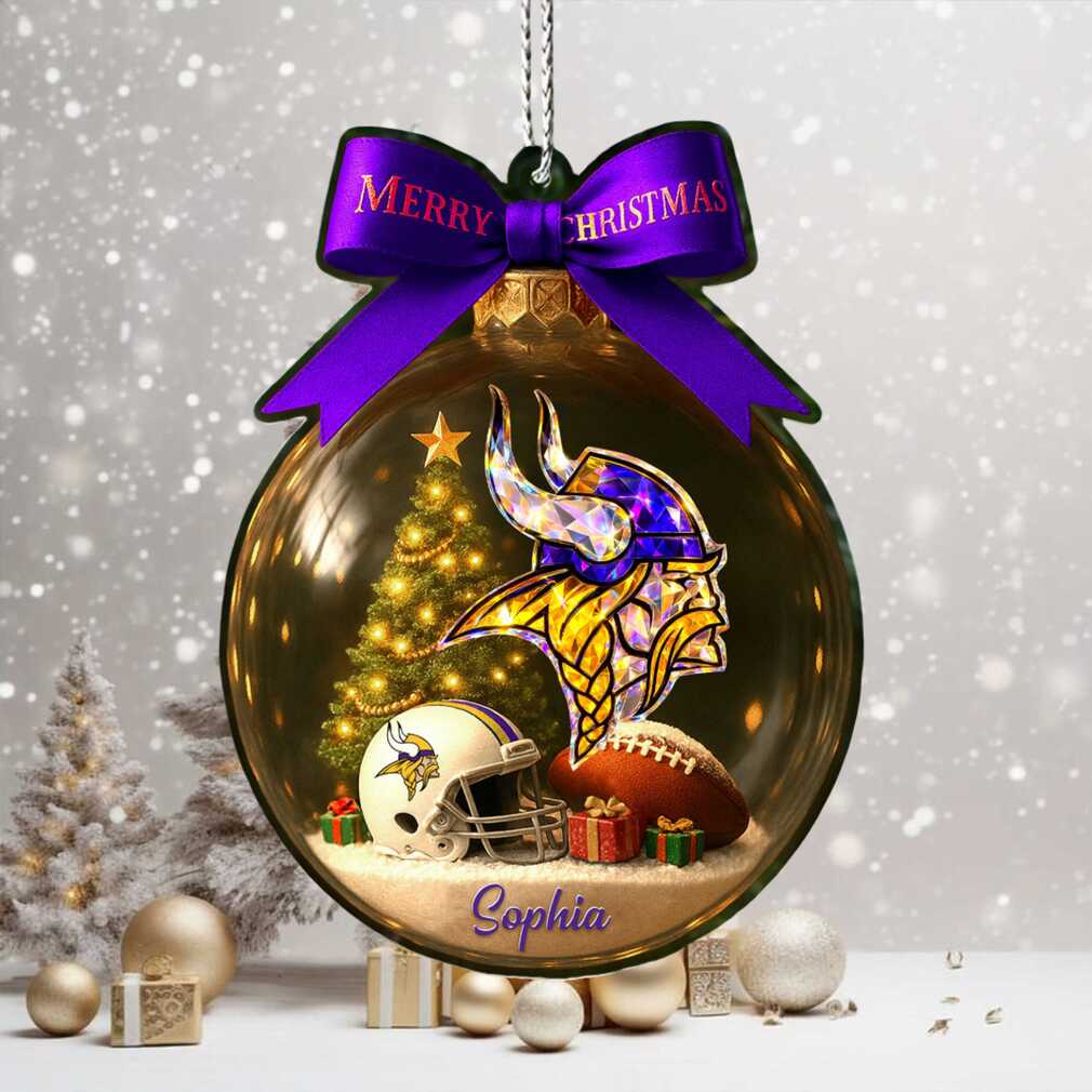 Personalized Minnesota Vikings Glass Christmas Ornament