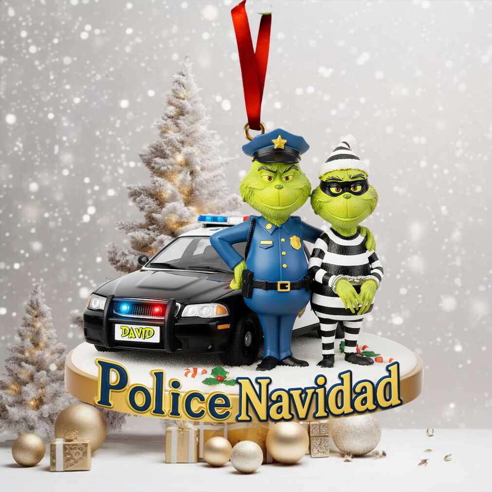 Personalized Police Navidad Grinch & Max Acrylic Ornament Personalized Police Navidad Grinch & Max Acrylic Ornament