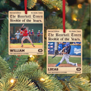 Personalized Rookie of the Year Baseball Wood Ornament Custom Baseball Photo Ornament Personalized Rookie of the Year Baseball Wood Ornament Custom Baseball Photo Ornament