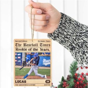 Personalized Rookie of the Year Baseball Wood Ornament Custom Baseball Photo Ornament