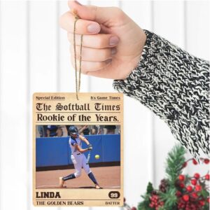 Personalized Rookie of the Year Softball Wood Ornament Custom Softball Photo Ornament