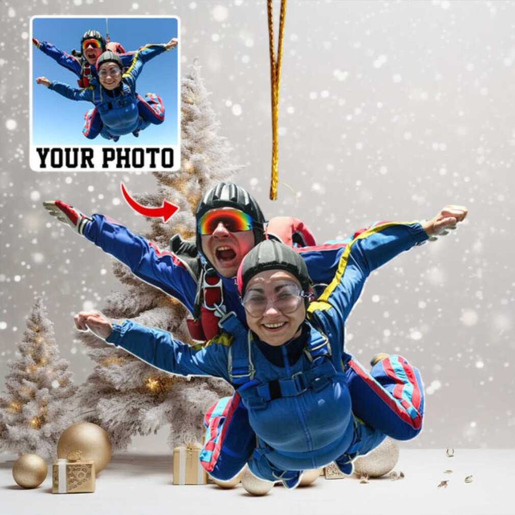 Personalized Skydiving Photo Ornament Personalized Skydiving Photo Ornament