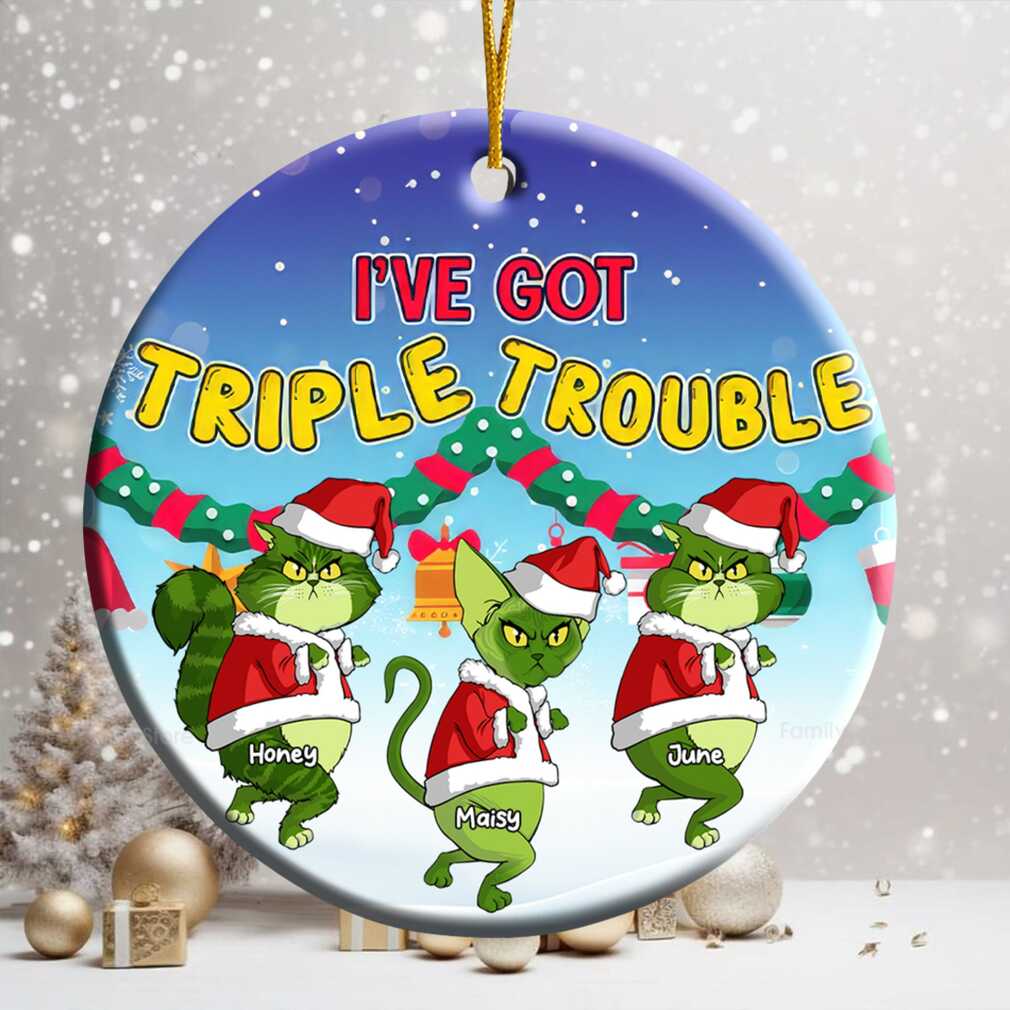Personalized Triple Trouble Grinch Cats Christmas Ornament Personalized Triple Trouble Grinch Cats Christmas Ornament