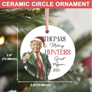 Personalized Trump Hunting Ornament Funny Hobbies Christmas Ceramic Ornament Deer MAGA Patriotic Ornament Gift