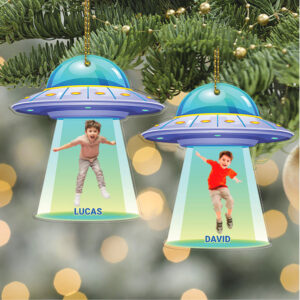 Personalized Upload Photo UFO Acrylic Ornament Custom Text Photo Christmas Ornament