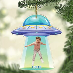 Personalized Upload Photo UFO Acrylic Ornament Custom Text Photo Christmas Ornament