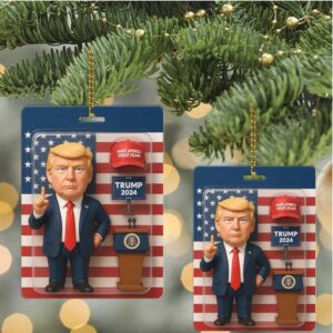 President Trump 2D Acrylic Ornament, MAGA Ornament, Perfect for Car & Christmas Tree Decor