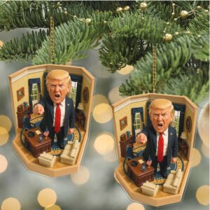 President Trump Command Pose in Oval Office 2D Acrylic Ornament, MAGA Ornament, Perfect for Car & Christmas Tree Decor