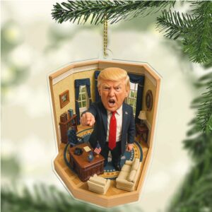 President Trump Command Pose in Oval Office 2D Acrylic Ornament, MAGA Ornament, Perfect for Car & Christmas Tree Decor