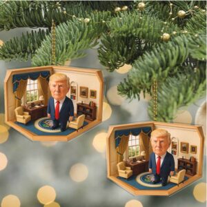 President Trump In The Oval Office 2D Acrylic Ornament, MAGA Ornament, Perfect for Car & Christmas Tree Decor