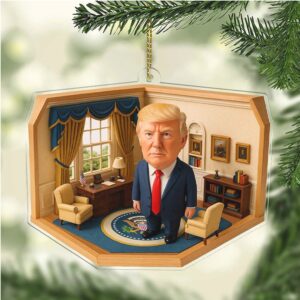 President Trump In The Oval Office 2D Acrylic Ornament, MAGA Ornament, Perfect for Car & Christmas Tree Decor