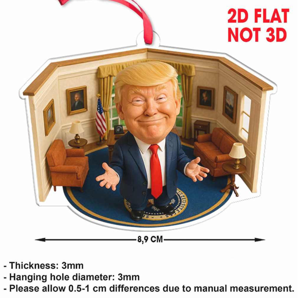 President Trump Oval Office 2D Acrylic Ornament, MAGA Ornament, Perfect for Car & Christmas Tree Decor President Trump Oval Office 2D Acrylic Ornament, MAGA Ornament, Perfect for Car & Christmas Tree Decor