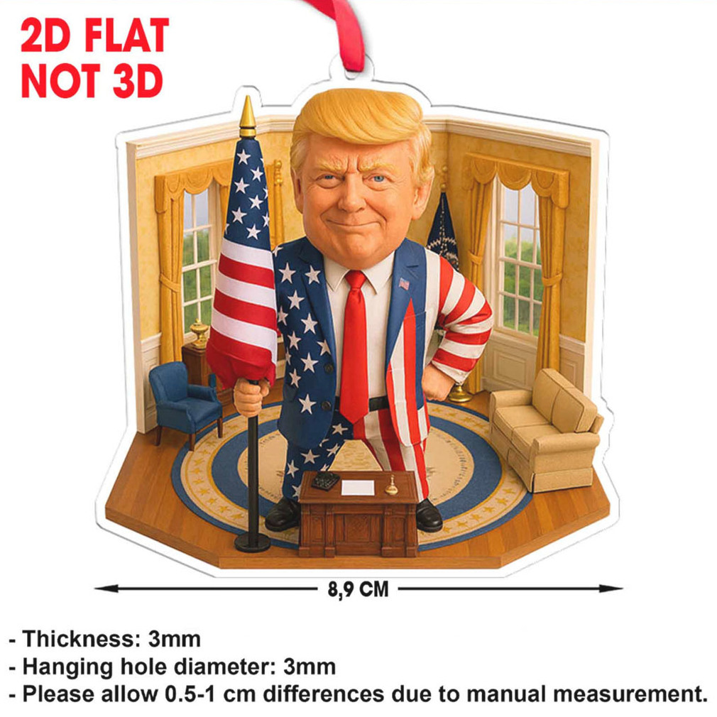 President Trump Oval Office 2D Acrylic Ornament Patriotic MAGA Ornament for Car & Christmas Tree Décor President Trump Oval Office 2D Acrylic Ornament Patriotic MAGA Ornament for Car & Christmas Tree Décor