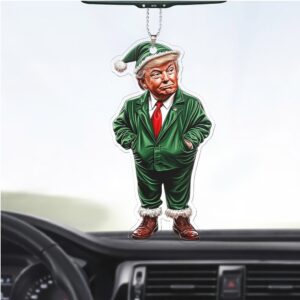 President Trump Santa Car Ornament Funny Trump Ornament Decor for Car Gift for Christmas