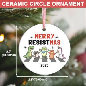 Resist Portland Frog Ceramic Ornament Merry Resistmas Anti Trump Ornament FDT Political Christmas Decoration