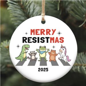 Resist Portland Frog Ceramic Ornament Merry Resistmas Anti Trump Ornament FDT Political Christmas Decoration