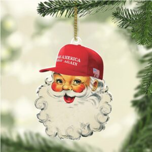 Santa Make America Great Again, Christmas Republican Acrylic Ornament, Perfect for Car & Christmas Tree Decor