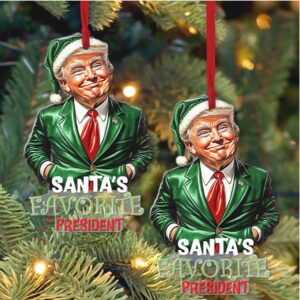 Santa's Favorite President, Christmas Trump Acrylic Ornament Perfect for Car & Christmas Tree Decor