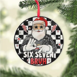 Six Seven Meme Acrylic Christmas Ornament Viral 6 7 Santa Joke Decoration Six Seven Humor Gift