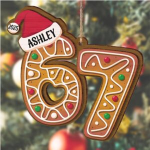 Six Seven Wooden Ornament 67 Six Seven Cookies Christmas Decoration Funny Wooden Christmas Gift