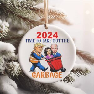 Trump 2024 Garbage Truck Ceramic Ornament, Trump 2024 Ornament, Trump Garbage Truck