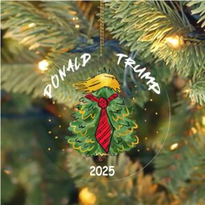 Trump 2025 Acrylic Christmas Ornament 47th President MAGA Ornament Patriotic Republican Tree Decoration Trump Supporter Gift