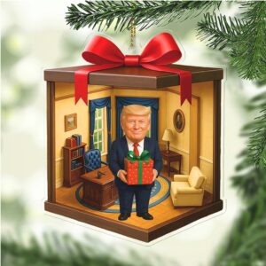 Trump 2D Acrylic Ornament MAGA Isometric Holiday Decor Patriotic Funny Gift Box Style Christmas Ornament