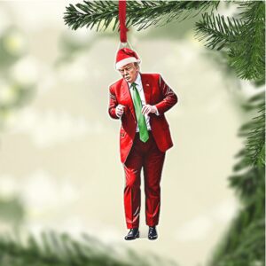 Trump Dancing Ornament, Funny Trump Christmas Acrylic Ornament Perfect for Car & Christmas Tree Decor