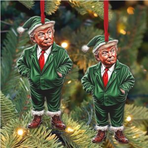 Trump Green Santa, Christmas Trump Acrylic Ornament Perfect for Car & Christmas Tree Decor