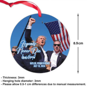 Trump Legends Never Die, Trump 47th President, Trump 2024 Acrylic Ornament, Perfect for Car & Christmas Tree Decor Trump Legends Never Die, Trump 47th President, Trump 2024 Acrylic Ornament, Perfect for Car & Christmas Tree Decor