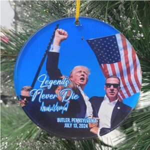 Trump Legends Never Die, Trump 47th President, Trump 2024 Acrylic Ornament, Perfect for Car & Christmas Tree Decor