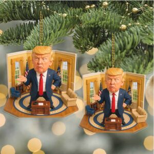 Trump Reaction in Oval Office 2D Acrylic Ornament, MAGA Ornament, Perfect for Car & Christmas Tree Decor