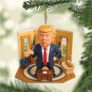 Trump Reaction in Oval Office 2D Acrylic Ornament, MAGA Ornament, Perfect for Car & Christmas Tree Decor