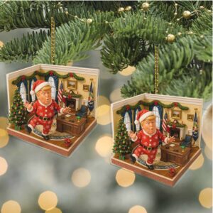 Trump Santa in Oval Office 2D Acrylic Ornament, MAGA Ornament, Perfect for Car & Christmas Tree Decor