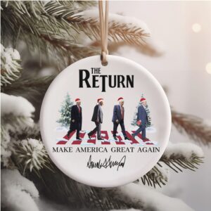 Trump The Return Ceramic Ornament, Trump 2024 Gifts, Election 2024 Ornament, Funny Trump Ornament