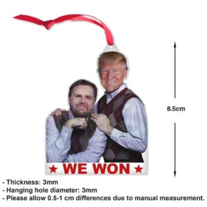 Trump Vance Brothers 2024 Ornament, Trump Vance We Won Acrylic Ornament Perfect for Car & Christmas Tree Decor