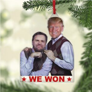 Trump Vance Brothers 2024 Ornament, Trump Vance We Won Acrylic Ornament Perfect for Car & Christmas Tree Decor