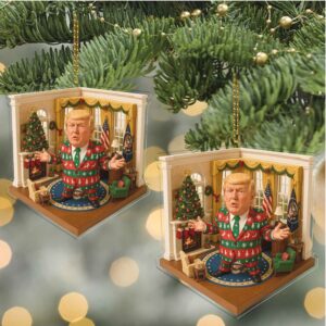 Trump in Oval Office Christmas Suit 2D Acrylic Ornament, MAGA Ornament, Perfect for Car & Christmas Tree Decor