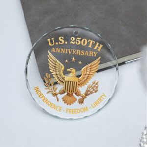 USA 250 Years Anniversary Glass Ornament Patriotic 4th of July Happy 250th Birthday America Christmas Ornament