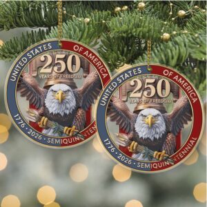 USA 250th Anniversary Acrylic Ornament 1776–2026 Eagle Christmas Ornament 250 Years of Freedom Patriotic Gift for Veterans USA 250th Anniversary Acrylic Ornament 1776–2026 Eagle Christmas Ornament 250 Years of Freedom Patriotic Gift for Veterans